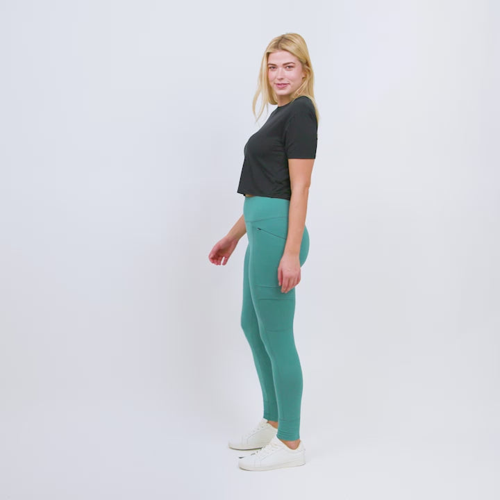 Women's Get Out There Trail Tights - Sage Steel #color_sage-steel