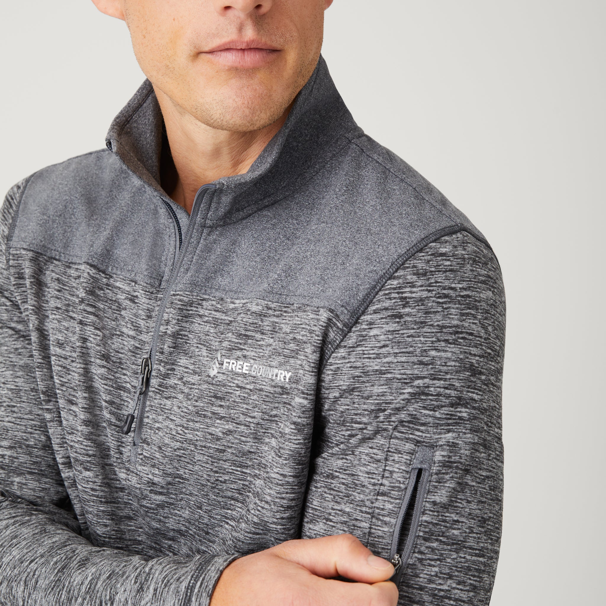 Men's Sueded Spacedye 1/2 Zip Colorblock Mock Neck Shirt – Free