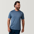 [Zach is 6’2” wearing a size Medium.] Men's Tech Jacquard Short Sleeve Crew Neck - Compass Blue - M #color_compass-blue