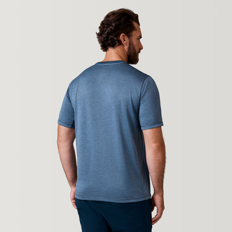 [Zach is 6’2” wearing a size Medium.] Men's Tech Jacquard Short Sleeve Crew Neck - Compass Blue - M #color_compass-blue