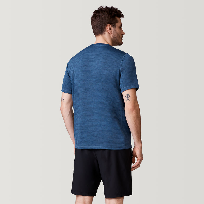 [Will is 6’2” wearing a size Medium.] Men's Tech Jacquard Short Sleeve Crew Neck - Laker - M #color_laker