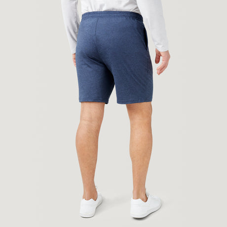 [Model is wearing a size Medium.] Men's Lightweight Sueded Shorts - Navy - M #color_navy