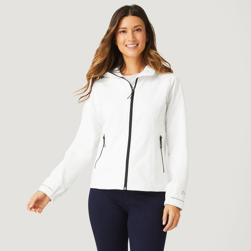 [Natalia is 5’9” wearing a size Small.] Women's Super Softshell® Lite Jacket - White #color_white