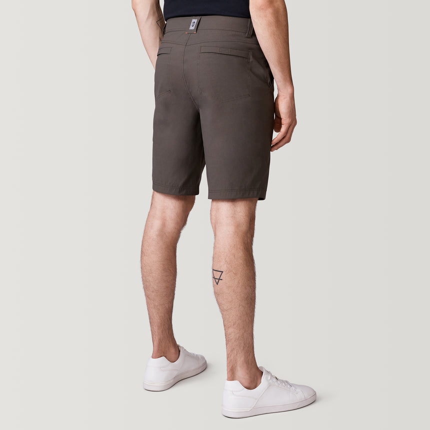 [Model is 6’2” wearing a size Medium.] Men's Nylon Stretch Casual Short - Dark Olive #color_dark-olive
