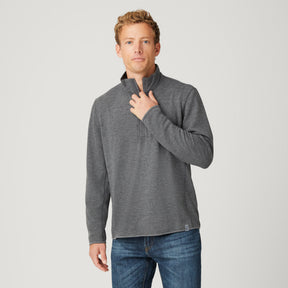 Men's Altitude Quilt Long Sleeve 1/2 Zip Mock Neck Shirt - Black - M #color_black