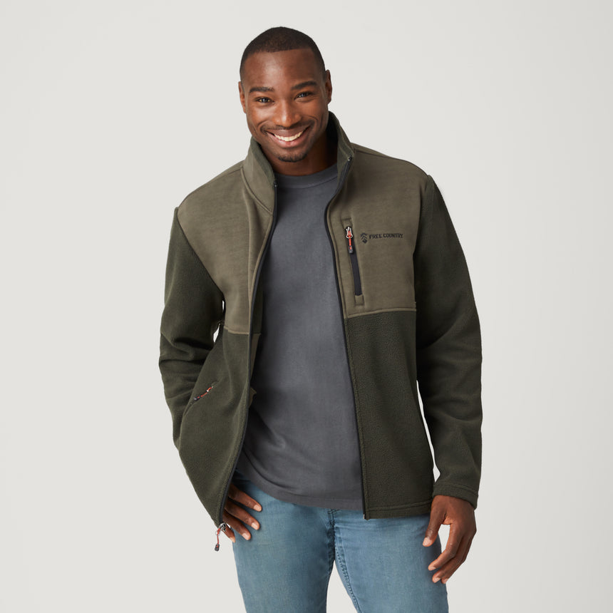 Free Country Men's Curly Fleece Jacket - Olive - S#color_olive