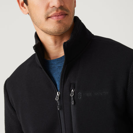 Free Country Men's Curly Fleece Jacket - Black - S#color_black