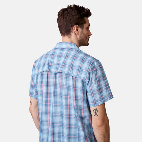 [Will is 6'2" wearing a size Medium.] Men's Excursion Short Sleeve Poplin Shirt - Airy Blue - M #color_airy-blue