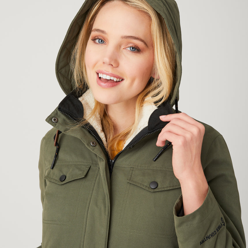 Women's Cascade Canvas 3-in-1 Systems Jacket - Olive Vine - S #color_olive-vine