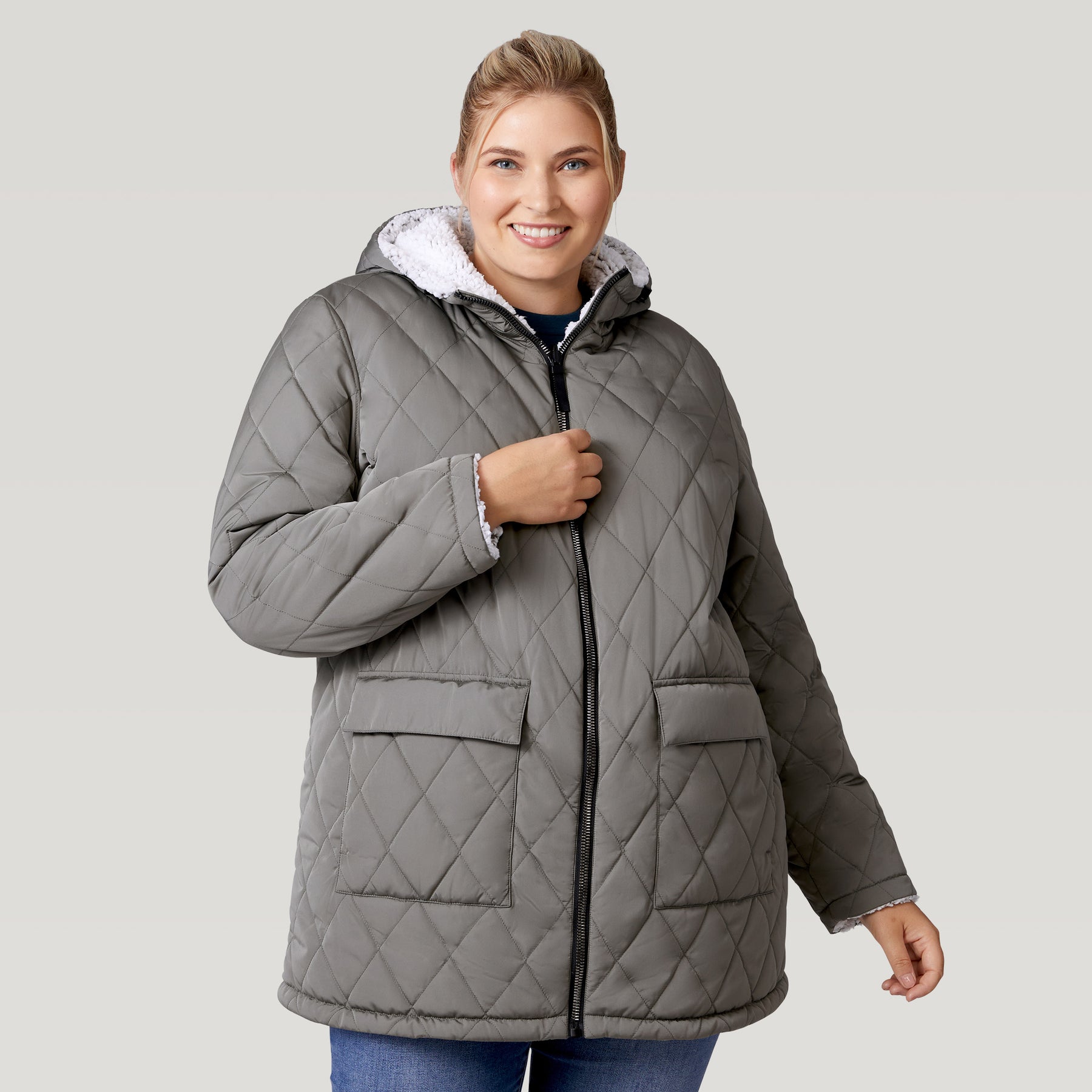 Plus Size - Women's Quilted Jacket - Blue - 1XL - The Vermont Country Store