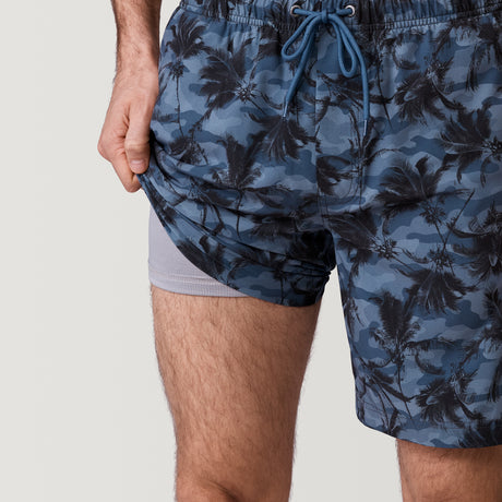 [Model is 6’2” wearing a size Medium.] Men's Tropical Camo Swim Short - Stormy Weather #color_stormy-weather