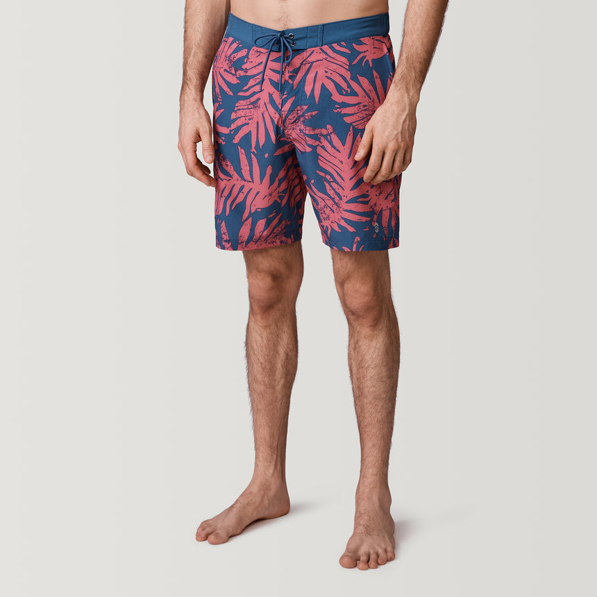 [Model is 6’2” wearing a size Medium.] Men's Palm Block Cargo Surf Swim Short - Coral Sand - M #color_coral-sand