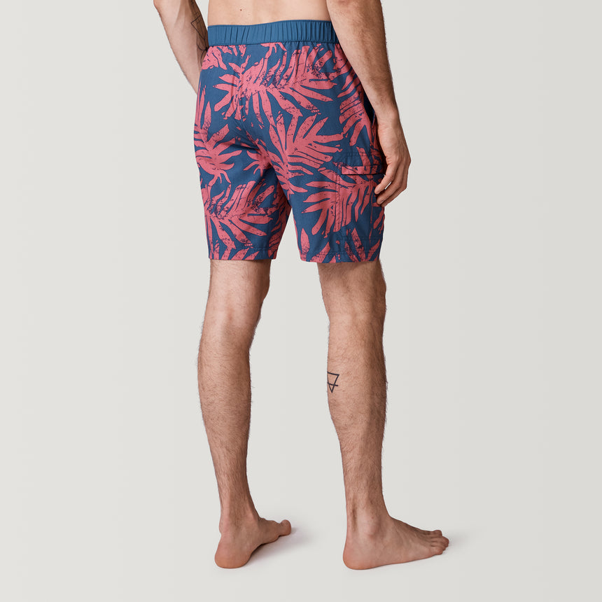 [Model is 6’2” wearing a size Medium.] Men's Palm Block Cargo Surf Swim Short - Coral Sand - M #color_coral-sand