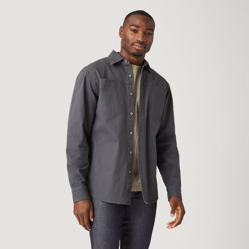 Men's Mill Stretch Canvas Work Shirt - Charcoal - M #color_charcoal