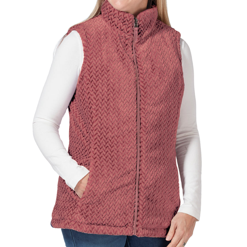 Free Country Women's FreeCycle® Cloud Lite® Cire Reversible Vest - Brick- S#color_brick