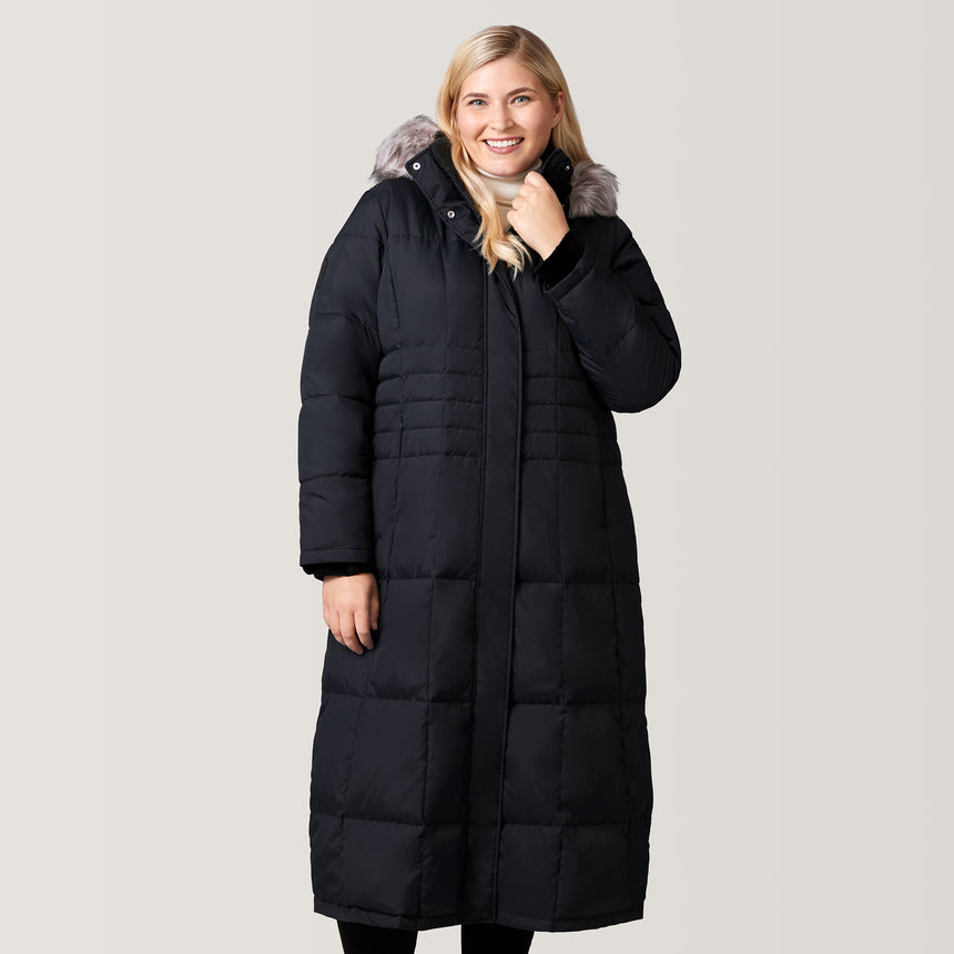 Women's Plus Size Full Length Splendor Down Jacket - Black - 1X #color_black