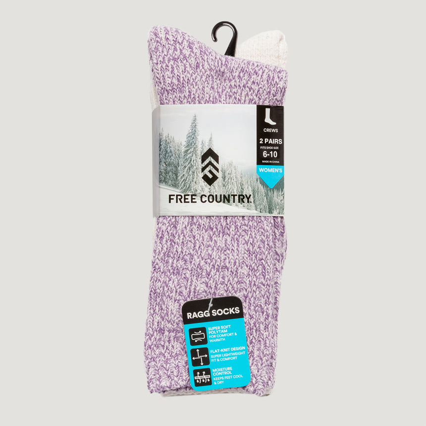 Women's Polyblend Ragg Crew Socks - 2 Pack - Purple #color_purple