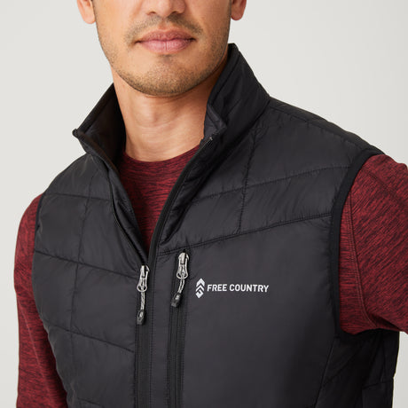 [Model is wearing a size Medium.] Men's FreeCycle® Stimson Puffer Vest - Black - M #color_black