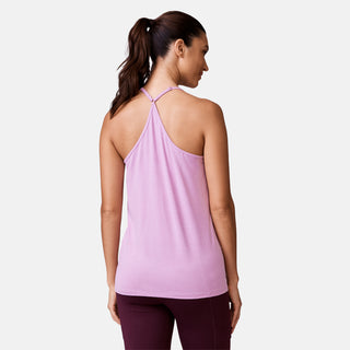 [Natalia is 5’9” wearing a size Small.] Free Country Womens Free2B B Cool V-Neck Built-In Bra Cami Top - S - Lilac #color_lilac