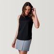 [Emily is 5’9” wearing a size Small.] Women's Microtech® Chill Long Tank Top - Black - S #color_black