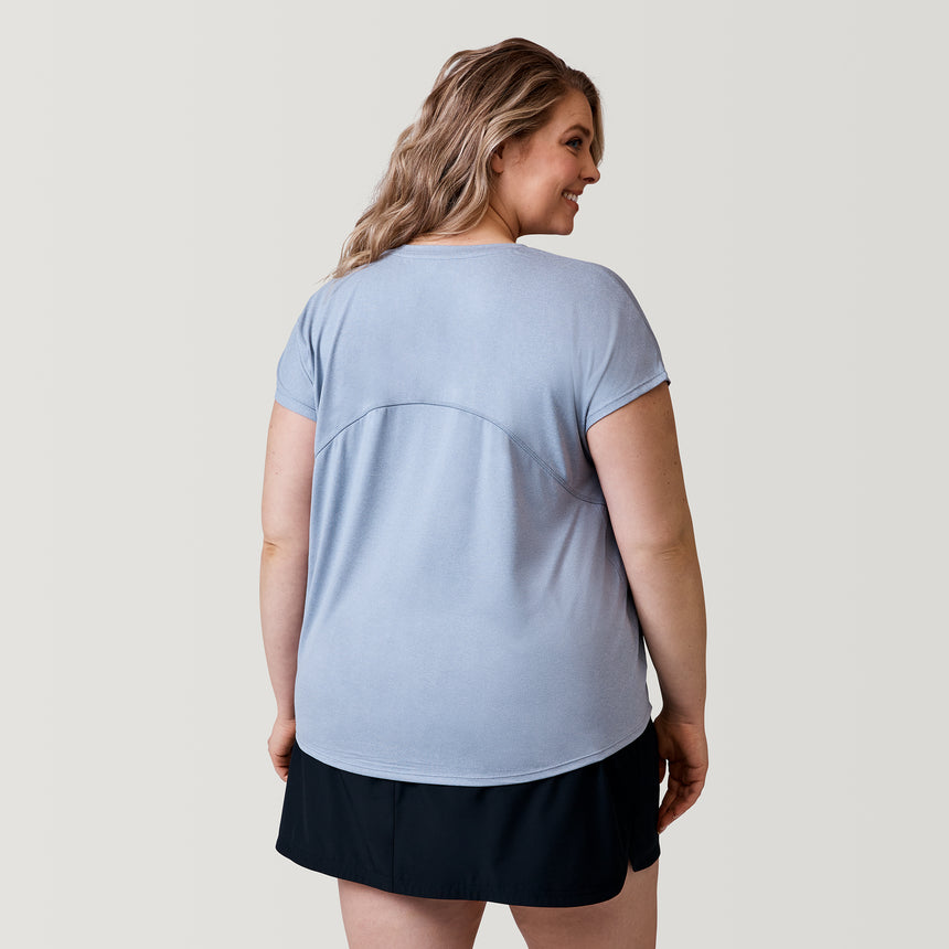 [Angela is 5’10” wearing a size 1X] Women's Plus Size Microtech Chill B Cool Tee - Grey - 1X #color_grey