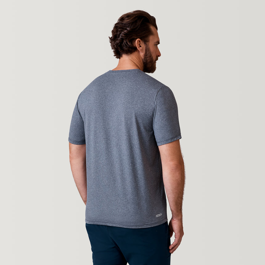 [Zach is 6’2” wearing a size Medium.] Free Country Men's Microtech Chill Cooling Crew Tee - Charcoal - S#color_charcoal