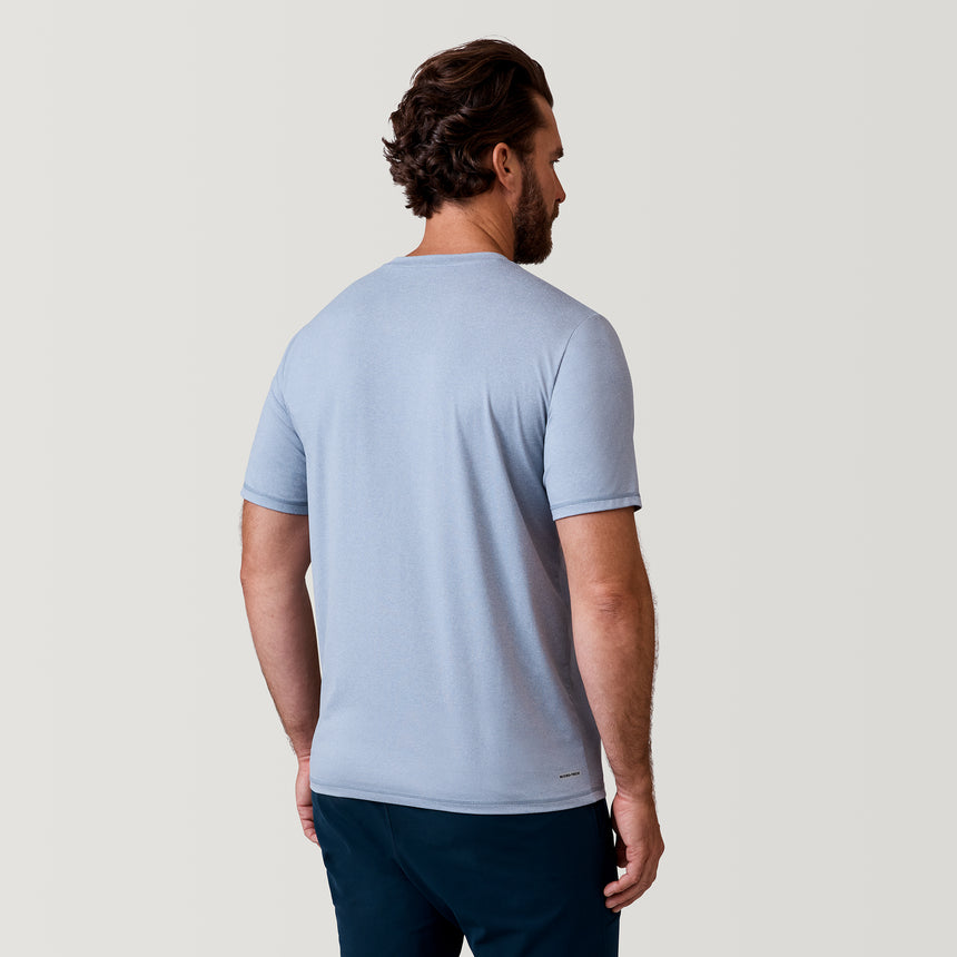 [Zach is 6’2” wearing a size Medium.] Free Country Men's Microtech Chill Cooling Crew Tee - Light Grey - S#color_light-grey