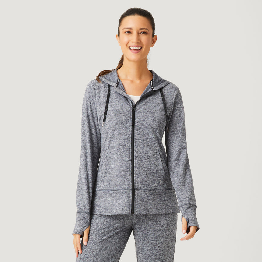 Women's Free 2 Go Out Zip Hoodie - Heather Black #color_heather-black