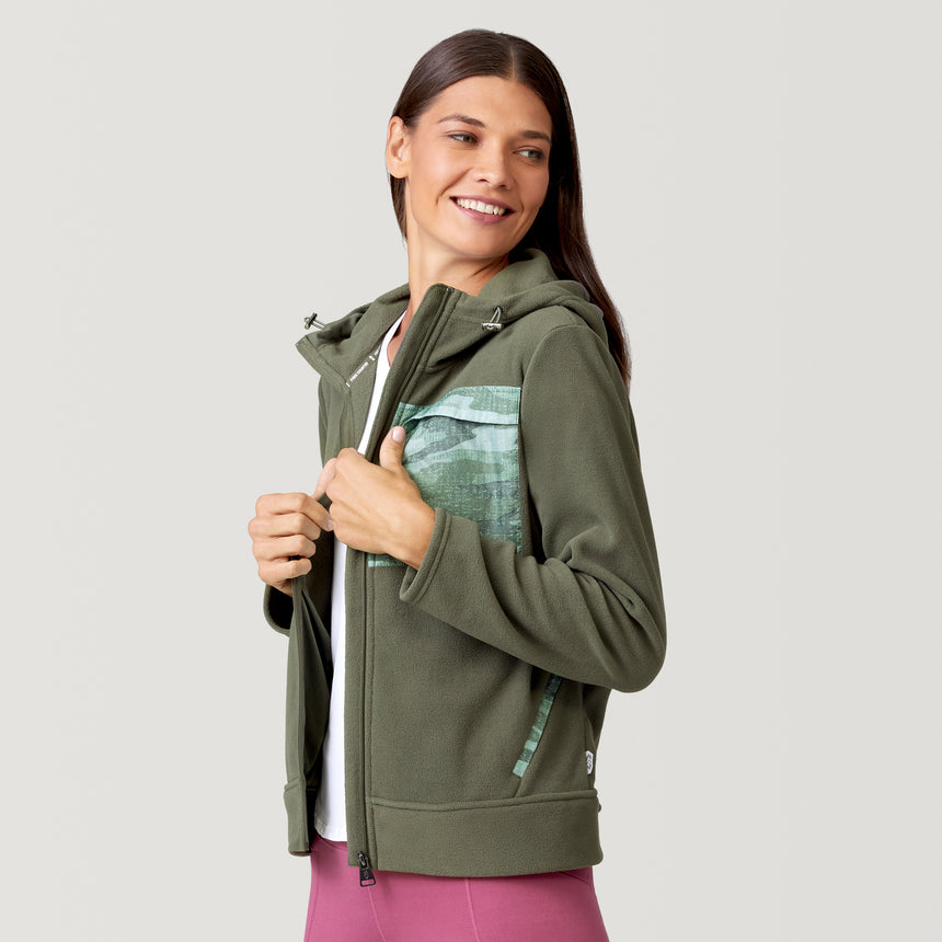 Women's Micro Fleece Zip Up Jacket - Olive Vine - S #color_olive-vine