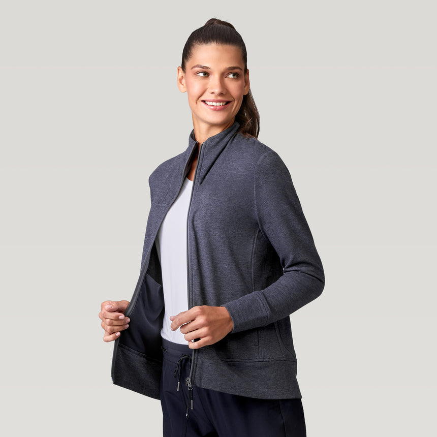 Women's Luxe Fleece Funnel Neck Jacket - Charcoal - S #color_charcoal