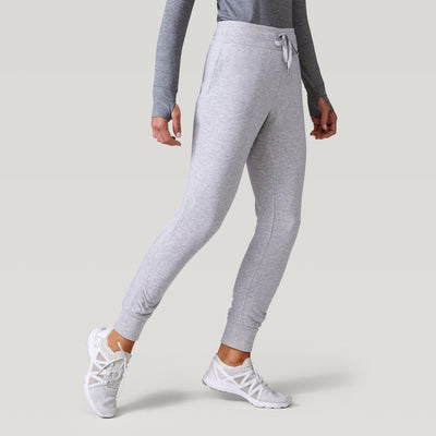 Women's Luxe Fleece Ruched Jogger - Heather Grey - S #color_heather-grey
