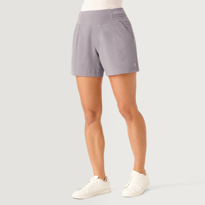 [Model is 5’9” wearing a size Small.]  Women's Free 2 Explore Hybrid Short - Grey #color_grey