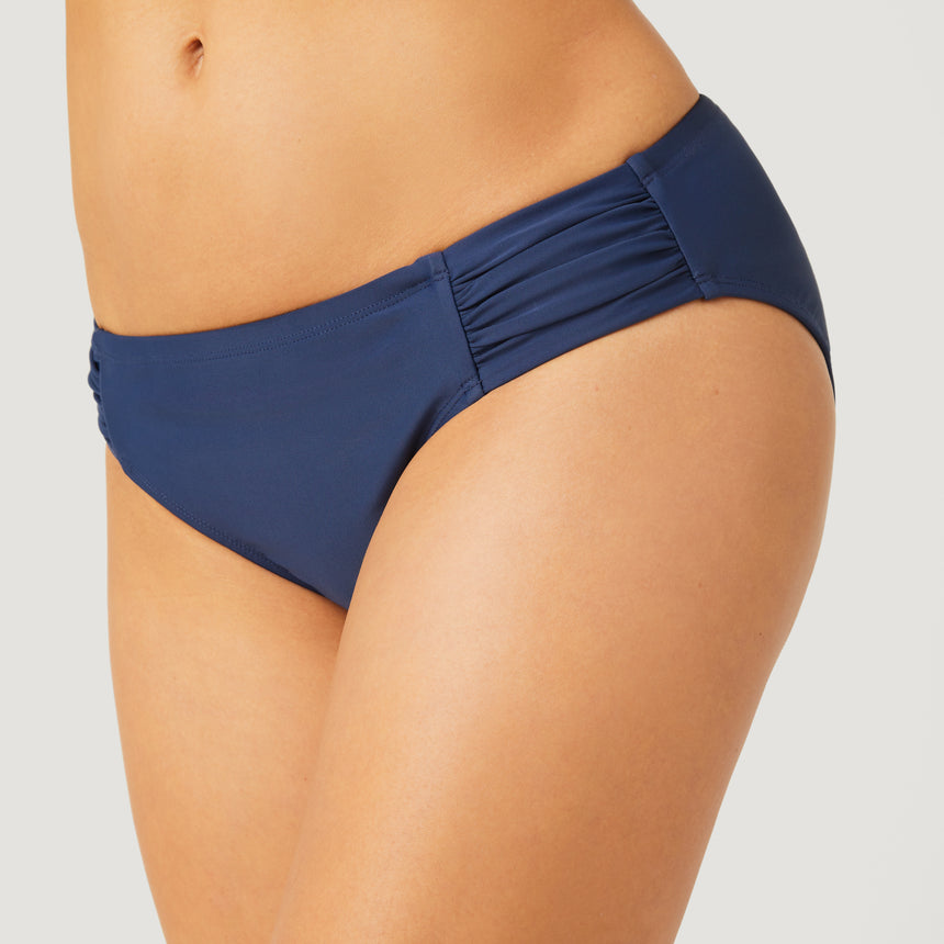 Women's Side Ruched Bikini Bottom - Navy #color_navy