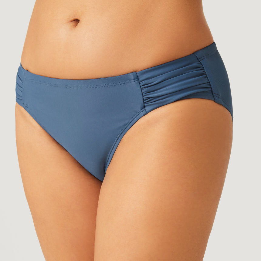 Women's Side Ruched Bikini Bottom - Slate #color_slate