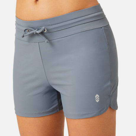 [Model is 5’9” wearing a size Small.]  Women's Drawstring Swim Short - Cloud Grey #color_cloud-grey