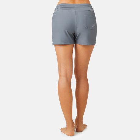 [Model is 5’9” wearing a size Small.]  Women's Drawstring Swim Short - Cloud Grey #color_cloud-grey