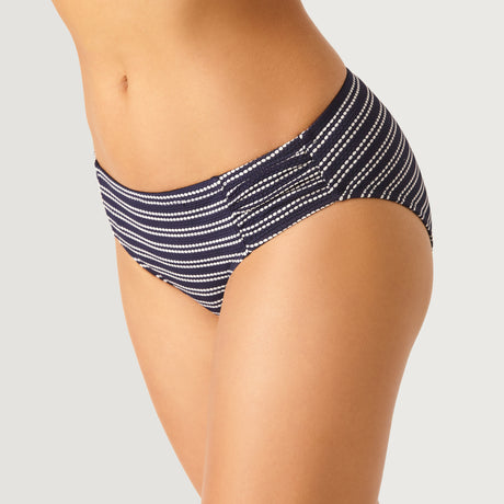 Women's Popcorn Stripe Bikini Bottoms - Navy-White #color_navy-white