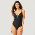 Women's Twist Front One-Piece Swimsuit - Black #color_black