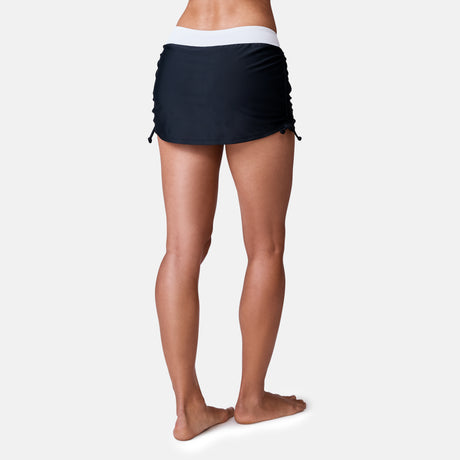 [Model is 5’9” wearing a size Small.]  Women's Side Shirred Swim Skirt - S - Black/White #color_black-white