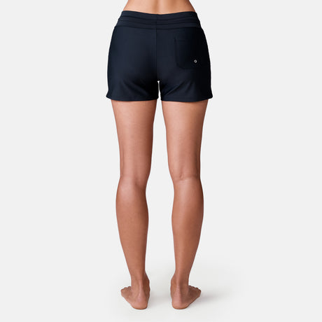 [Model is 5’9” wearing a size Small.]  Women's Drawstring Swim Short - Black - S #color_black