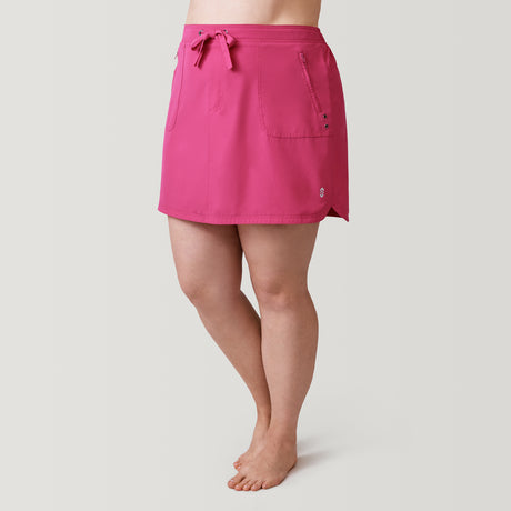 [Model is 5’10” wearing a size 1X] Women's Plus Size Bermuda Skort - Begonia - 1X #color_begonia