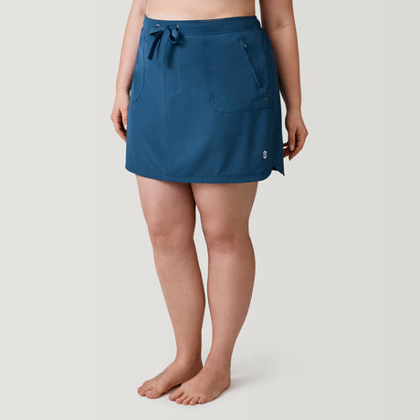 [Model is 5’10” wearing a size 1X] Women's Plus Size Bermuda Skort - Slate - 1X #color_slate