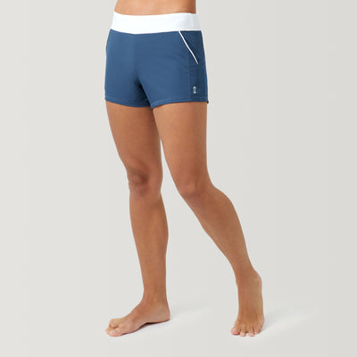[Model is 5’9” wearing a size Small.]  Women's Hybrid Swim Short - Slate/White - S #color_slate-white