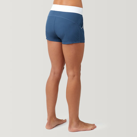 [Model is 5’9” wearing a size Small.]  Women's Hybrid Swim Short - Slate/White - S #color_slate-white