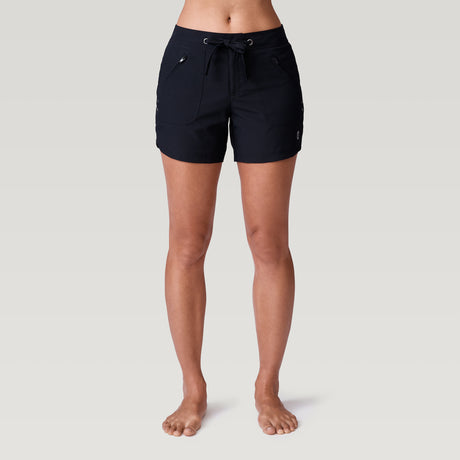 [Model is 5’9” wearing a size Small.] Women's 5" Bermuda Board Short - Black - S #color_black