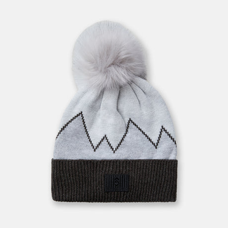 Women's Fair Isle & Cuffed Knit Beanie with Pom - 2 Pack - Black & Grey #color_black-grey