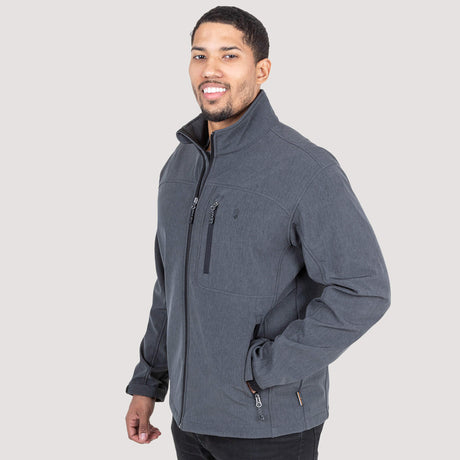 Free Country Men's Base Camp II Softshell Jacket - Onyx Heather - S#color_onyx-heather