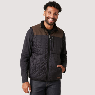 Free Country Men's FreeCycle™ Quilted Reversible Puffer Vest - Black - S#color_black