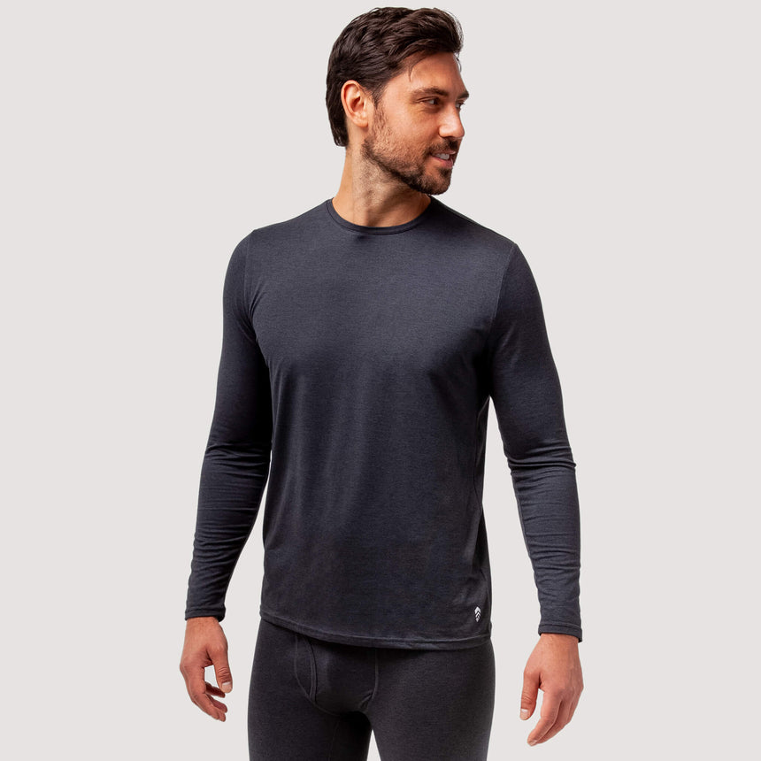 Free Country Men's Midweight Sueded Long Sleeve Crew - Black - S#color_black