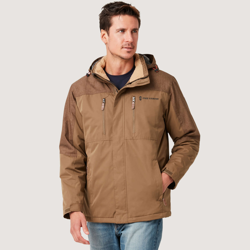 Free Country Men's Microfiber Mountain Guide Jacket - Bark Brown - S#color_bark-brown